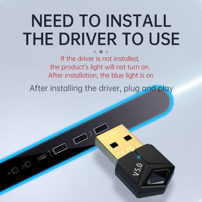 2 PCS USB Bluetooth Adapter 5.0PC คอมพิวเตอร์รับส่งสัญญาณเสียงไร้สาย, สี: ดำ, M25