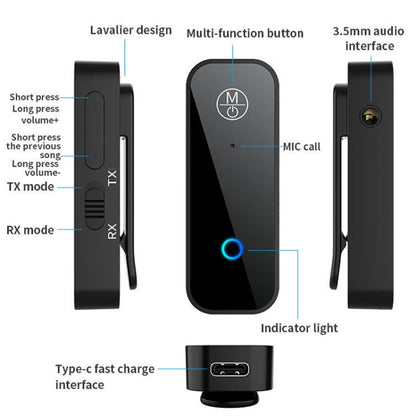 2 in 1 Bluetooth รับเครื่องส่งสัญญาณ AUX อะแดปเตอร์รถทีวีเครื่องส่งสัญญาณเสียงคอมพิวเตอร์, B28