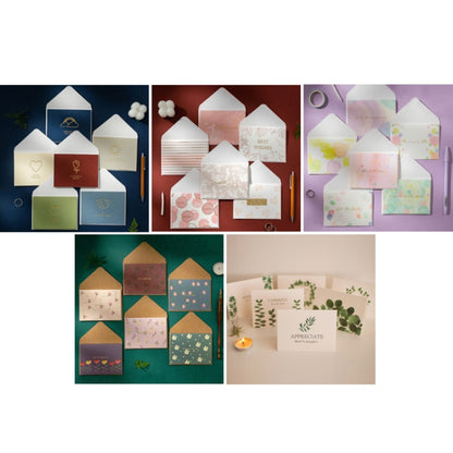 2 ชุด Bronzing Mother Day Birthday Card Wishes DIY Envelope Set, 6PCS/Set HK031, 6PCS/Set HK030, 6PCS/Set HK037, 6PCS/Set HK036, 6PCS/Set Live Like Summer Flowers