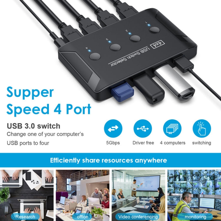 T29 USB3.0 Automatic 4 In 4 Out Switcher HUB การแชร์เครื่องพิมพ์