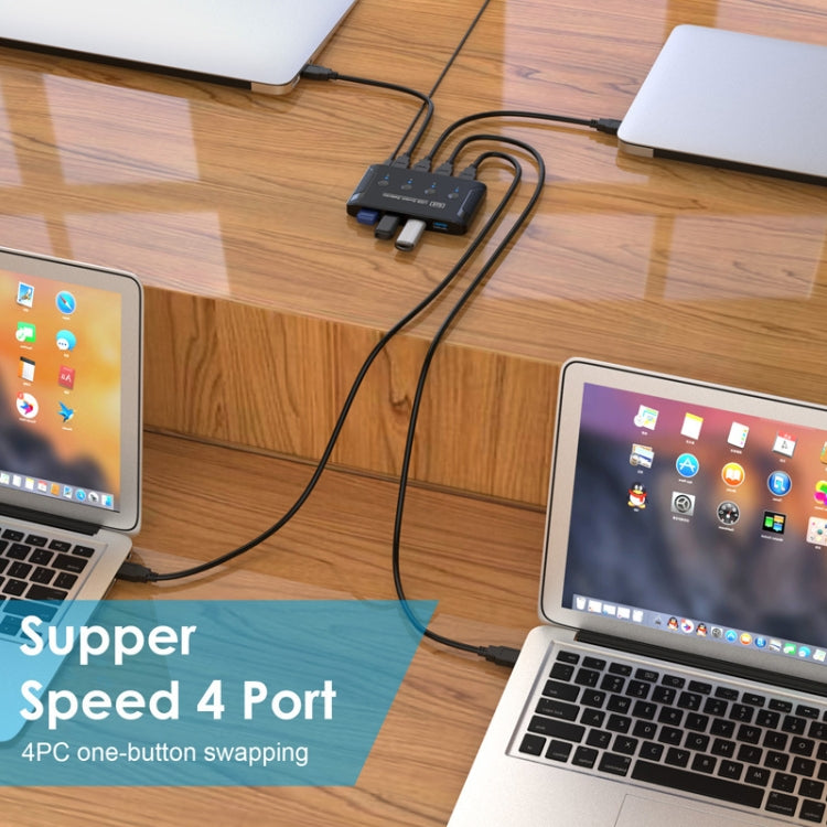 T29 USB3.0 Automatic 4 In 4 Out Switcher HUB การแชร์เครื่องพิมพ์