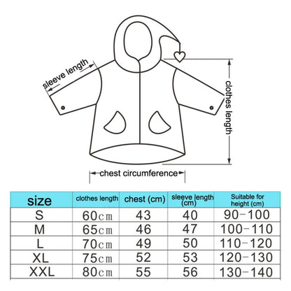เสื้อกันฝนเด็กพิมพ์ลายการ์ตูนปีกหมวกขนาดใหญ่พร้อมที่นั่งกระเป๋านักเรียน, S, M, L, XL, XXL
