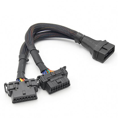 2 In 1 16PIN รถ OBD สายเคเบิลต่อขยายข้อศอกสายเคเบิลที่แปลงแล้ว, 2 In 1 16PIN
