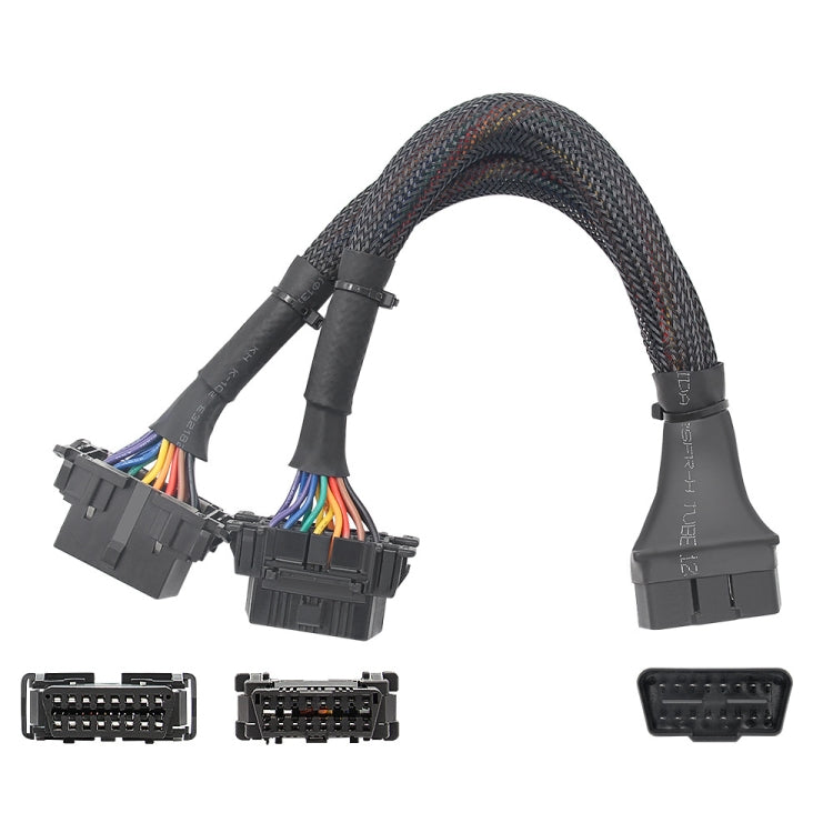2 In 1 16PIN รถ OBD สายเคเบิลต่อขยายข้อศอกสายเคเบิลที่แปลงแล้ว, 2 In 1 16PIN