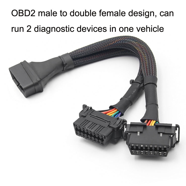 2 In 1 16PIN รถ OBD สายเคเบิลต่อขยายข้อศอกสายเคเบิลที่แปลงแล้ว, 2 In 1 16PIN