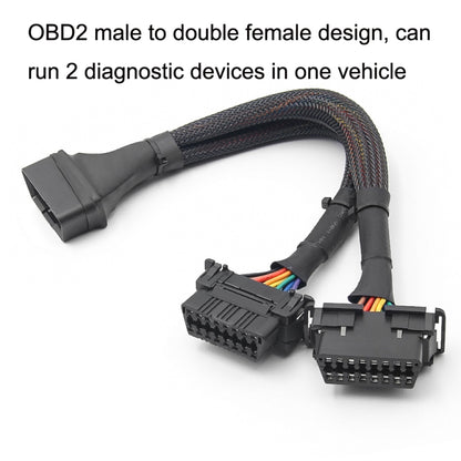 2 In 1 16PIN รถ OBD สายเคเบิลต่อขยายข้อศอกสายเคเบิลที่แปลงแล้ว, 2 In 1 16PIN