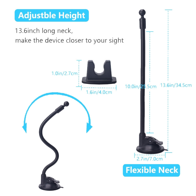 2 PCS Suction Cup Long Soft Hose Windshield Car Mobile Phone Clip Bracket