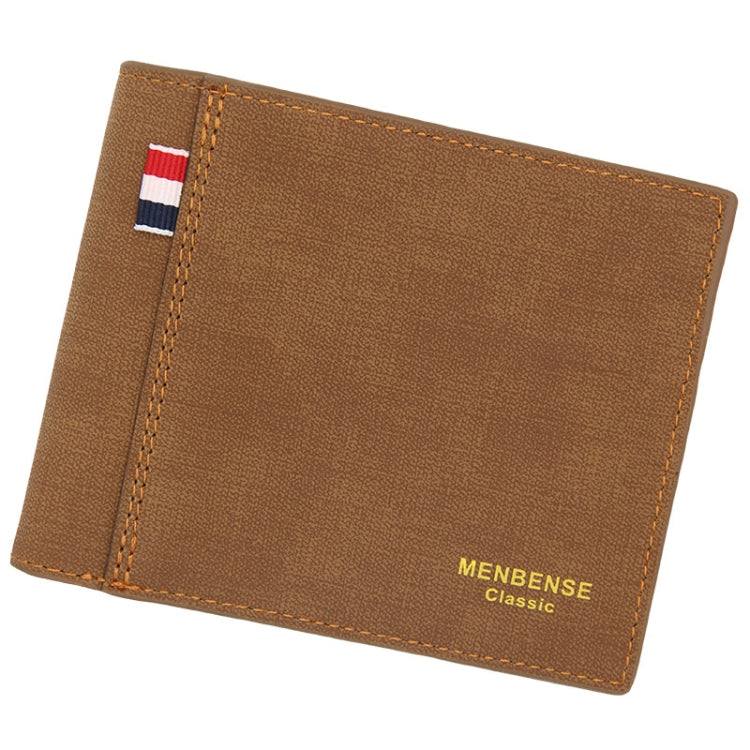 MenBense Frosted PU Short Large Capacity Fashion Retro Three Fold Bag Men Wallet, สีดำ, Navy, สีน้ำตาลเข้ม, Light-Light