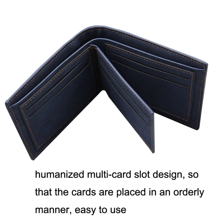 MenBense Frosted PU Short Large Capacity Fashion Retro Three Fold Bag Men Wallet, สีดำ, Navy, สีน้ำตาลเข้ม, Light-Light