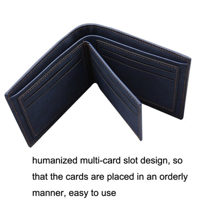 MenBense Frosted PU Short Large Capacity Fashion Retro Three Fold Bag Men Wallet, สีดำ, Navy, สีน้ำตาลเข้ม, Light-Light