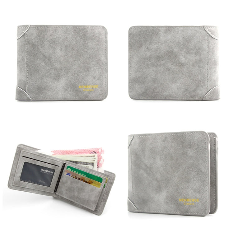 Menbense Matte Short Large Capacity Fashion Casual Adapter Male Wallet, สีเทาอ่อน, สีกรมท่า, สีดำ, Dark Gray, สีน้ำตาลอ่อน