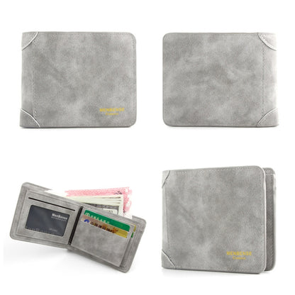 Menbense Matte Short Large Capacity Fashion Casual Adapter Male Wallet, สีเทาอ่อน, สีกรมท่า, สีดำ, Dark Gray, สีน้ำตาลอ่อน