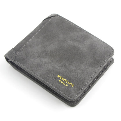 Menbense Matte Short Large Capacity Fashion Casual Adapter Male Wallet, สีเทาอ่อน, สีกรมท่า, สีดำ, Dark Gray, สีน้ำตาลอ่อน