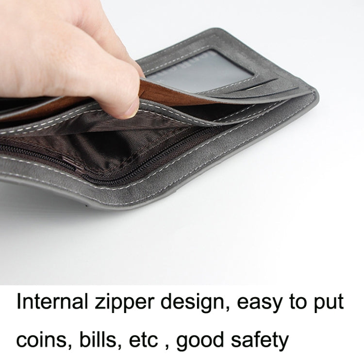Menbense Matte Short Large Capacity Fashion Casual Adapter Male Wallet, สีเทาอ่อน, สีกรมท่า, สีดำ, Dark Gray, สีน้ำตาลอ่อน