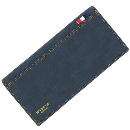 MenBense Matt Male Wallet Long Fashion Large Capacity Male Wallet, สีกรมท่า, สีดำ, สีน้ำตาลเข้ม, สีน้ำตาลอ่อน