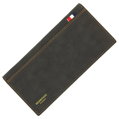 MenBense Matt Male Wallet Long Fashion Large Capacity Male Wallet, สีกรมท่า, สีดำ, สีน้ำตาลเข้ม, สีน้ำตาลอ่อน