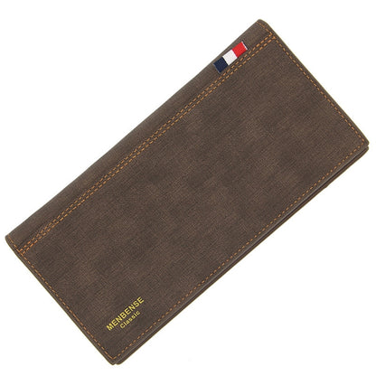 MenBense Matt Male Wallet Long Fashion Large Capacity Male Wallet, สีกรมท่า, สีดำ, สีน้ำตาลเข้ม, สีน้ำตาลอ่อน