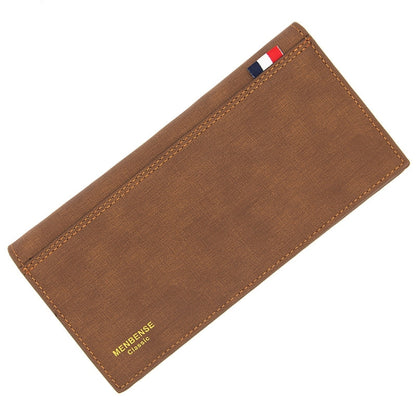MenBense Matt Male Wallet Long Fashion Large Capacity Male Wallet, สีกรมท่า, สีดำ, สีน้ำตาลเข้ม, สีน้ำตาลอ่อน