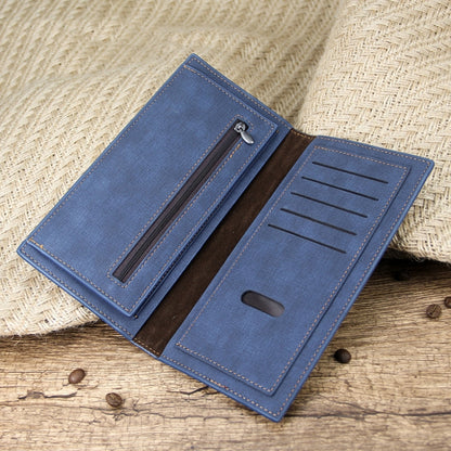 MenBense Matt Male Wallet Long Fashion Large Capacity Male Wallet, สีกรมท่า, สีดำ, สีน้ำตาลเข้ม, สีน้ำตาลอ่อน