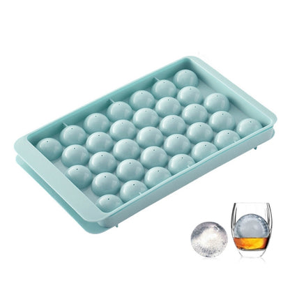 5 PCS 33 Grid Round Ice Hockey Mould with Lid Ice Box Small Marble Ice Tray, Small Blue