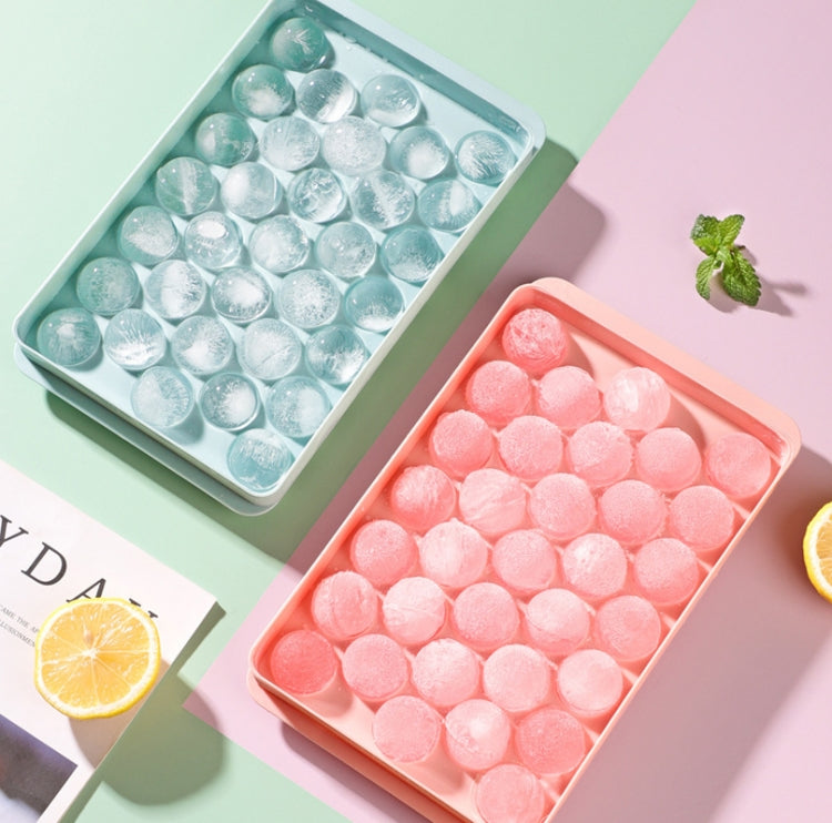 5 PCS 33 Grid Round Ice Hockey Mould with Lid Ice Box Small Marble Ice Tray, Small Blue