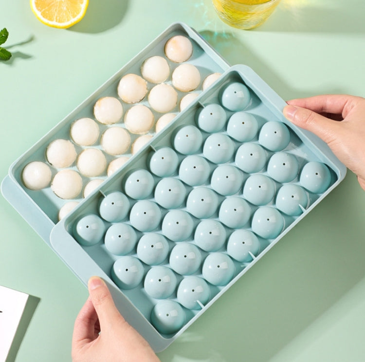 5 PCS 33 Grid Round Ice Hockey Mould with Lid Ice Box Small Marble Ice Tray, Small Blue