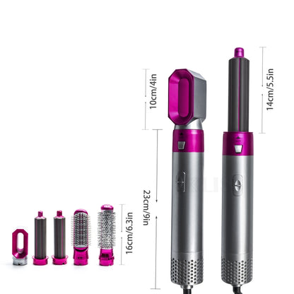 หวีลมร้อน 5-in-1 ไดร์เป่าผมอเนกประสงค์ยืดผมตรงอัตโนมัติ, Silver+Rose Red(EU Plug), Silver+Rose Red(US Plug), Silver+Rose Red(UK Plug), Black(EU Plug), Black(US Plug)