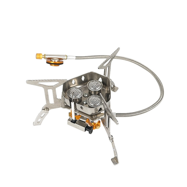 เตาสามหัวแบบพกพากลางแจ้งแคมป์ปิ้ง Windproof Stove