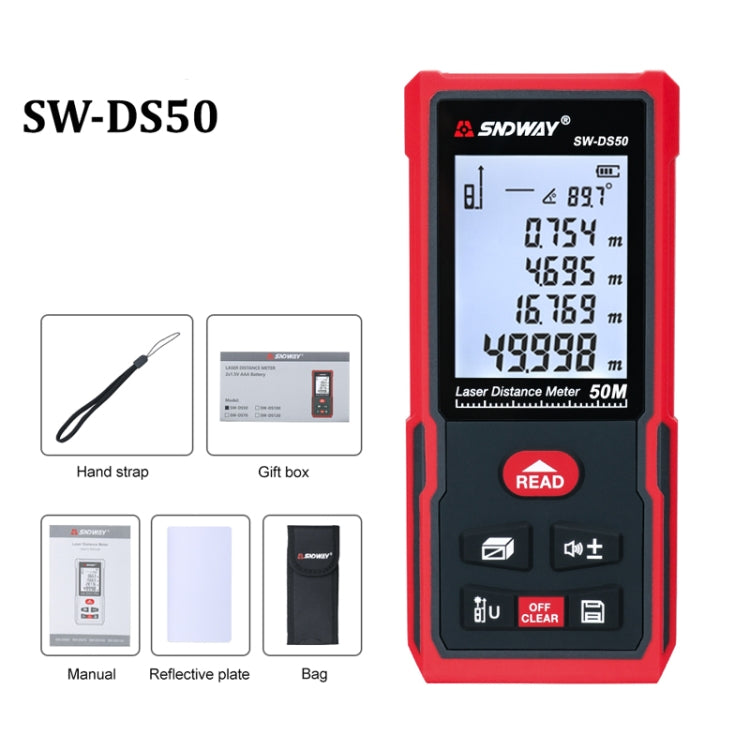 เครื่องวัดระยะเลเซอร์แบบมือถือ ไม้บรรทัดเลเซอร์อินฟราเรด, SNDWAY SW-DS50, SNDWAY SW-DS70, SNDWAY SW-DS100, SNDWAY SW-DS120