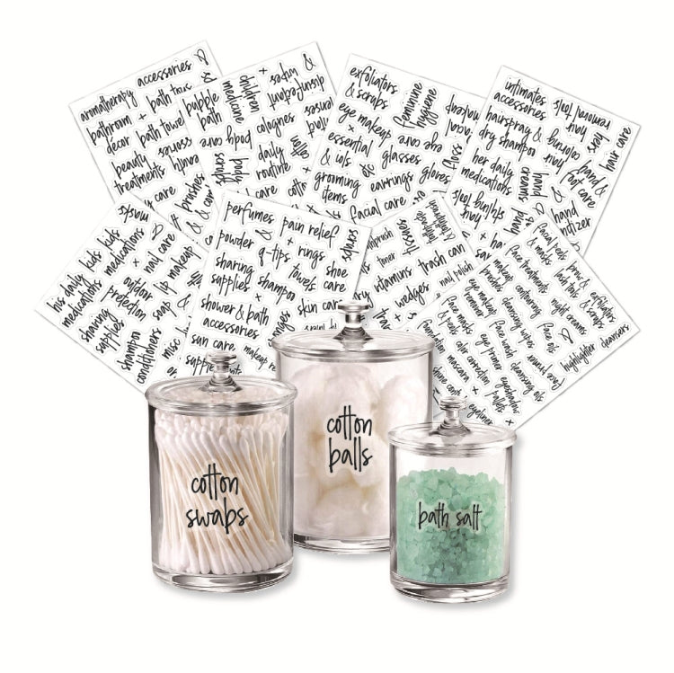 2 ชุด 189 PCS ห้องน้ำ Jars Label Storage Classification Waterproof Bathroom Stickers, Jars Label