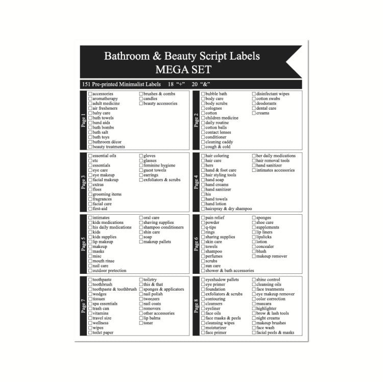 2 ชุด 189 PCS ห้องน้ำ Jars Label Storage Classification Waterproof Bathroom Stickers, Jars Label