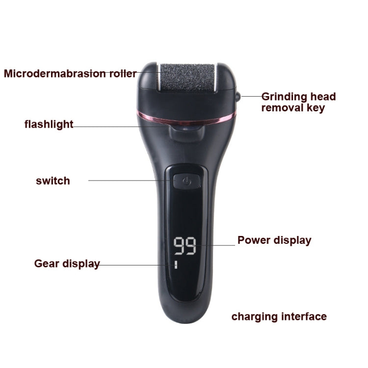 เครื่องเจียรเท้าไฟฟ้าจอแสดงผลแบบดิจิตอลลอกเล็บเท้าแบบชาร์จไฟได้, Black