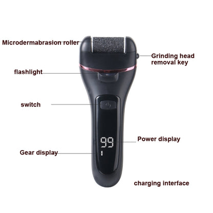 เครื่องเจียรเท้าไฟฟ้าจอแสดงผลแบบดิจิตอลลอกเล็บเท้าแบบชาร์จไฟได้, Black