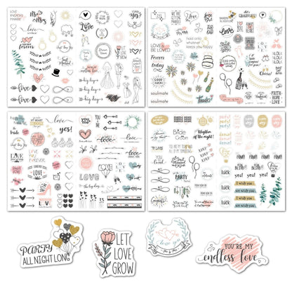 สติ๊กเกอร์วางแผนงานแต่งงาน 230 ชิ้น ชุดสติ๊กเกอร์วางแผนงานหมั้น, Wedding Planning Stickers