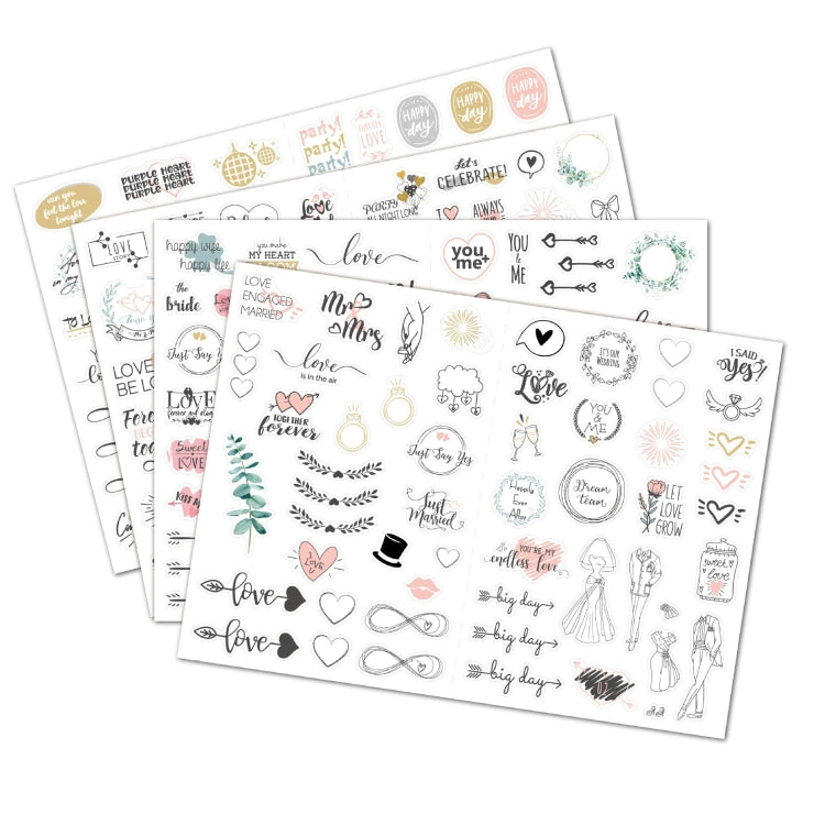 สติ๊กเกอร์วางแผนงานแต่งงาน 230 ชิ้น ชุดสติ๊กเกอร์วางแผนงานหมั้น, Wedding Planning Stickers