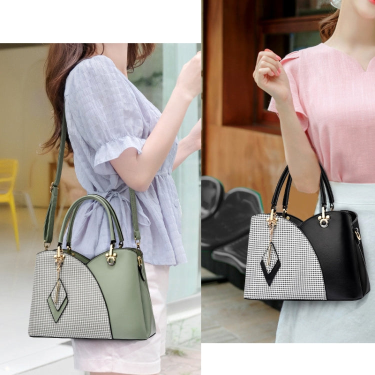 กระเป๋าถือความจุขนาดใหญ่ Lattice Texture, สีขาว, สีกากี, สีเขียว, สีดำ, สีชมพู