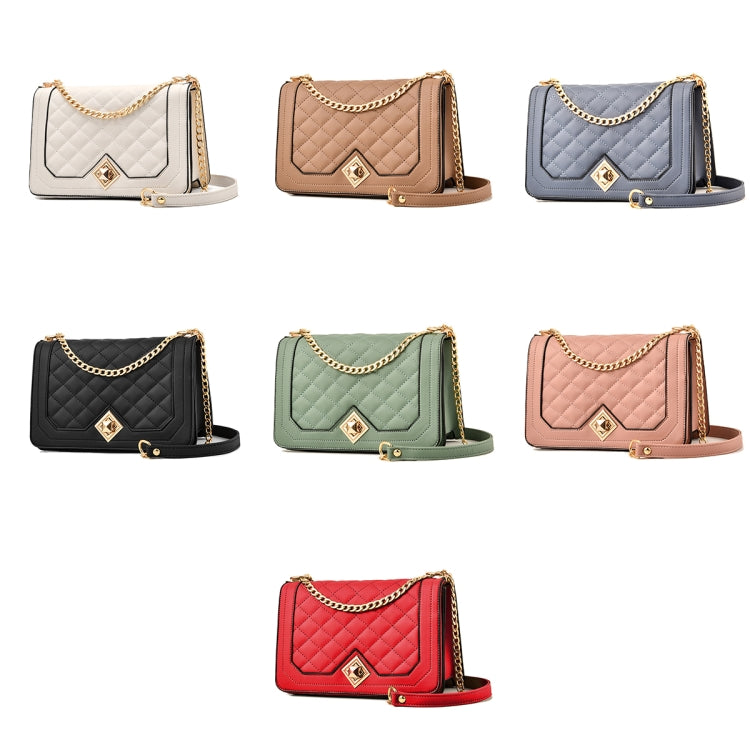 6382 กระเป๋าสายโซ่สี่เหลี่ยมขนมเปียกปูนสะพายไหล่ข้างเดียว, 6382 (White), 6382 (Khaki), 6382 (Light Grey), 6382 (Black), 6382 (Light Green), 6382 (Pink), 6382 (Dark Red)