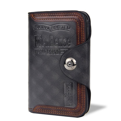 Menbense Short Fashion Leisure Magnetic Buckle 3 Fold Male Wallet, สีดำ, สีน้ำตาลเข้ม