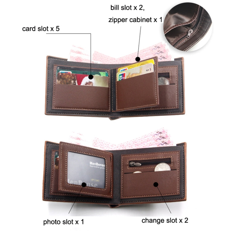 Menbense Hot Stamping Hinge Short Matte Multi-Card กระเป๋าสตางค์ชายความจุขนาดใหญ่, D3301-4 Black, D3301-4 Light Brown, D3301-4 Dark Brown, D3301-5 Black, D3301-5 Light Brown, D3301-5 Dark Brown