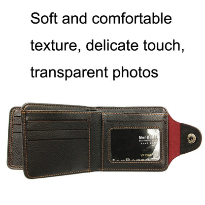 MenBense Men Multi-Card 2 Fold Short Wallet กระเป๋าใส่บัตร, สีดำ, สีน้ำตาล