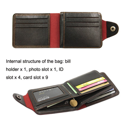 MenBense Men Multi-Card 2 Fold Short Wallet กระเป๋าใส่บัตร, สีดำ, สีน้ำตาล