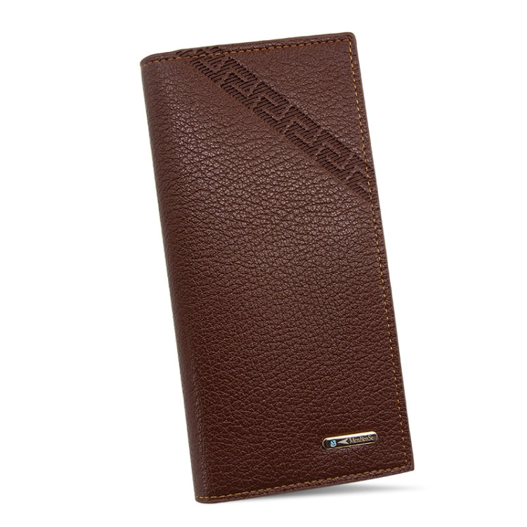 MenBense Long Fashion Embossed Magnetic Buckle Multi-Card Slot Men Wallet, สีดำ, สีน้ำตาลอ่อน, Deep Brown