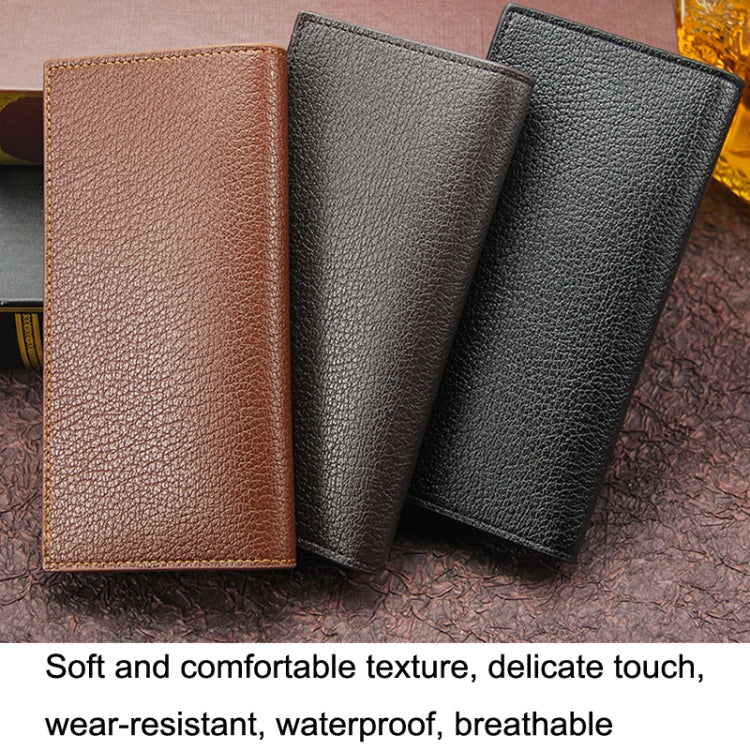 MenBense Long Fashion Embossed Magnetic Buckle Multi-Card Slot Men Wallet, สีดำ, สีน้ำตาลอ่อน, Deep Brown