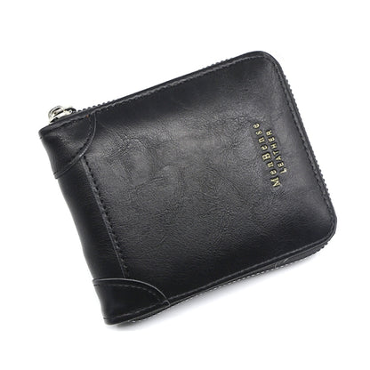 Menbense Casual Fashion ความจุขนาดใหญ่ Multi-Card Retro Zipper Wallet, สีดำ, สีน้ำตาลเข้ม, สีน้ำตาลอ่อน