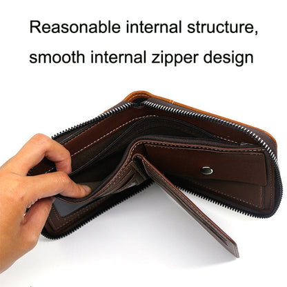 Menbense Casual Fashion ความจุขนาดใหญ่ Multi-Card Retro Zipper Wallet, สีดำ, สีน้ำตาลเข้ม, สีน้ำตาลอ่อน