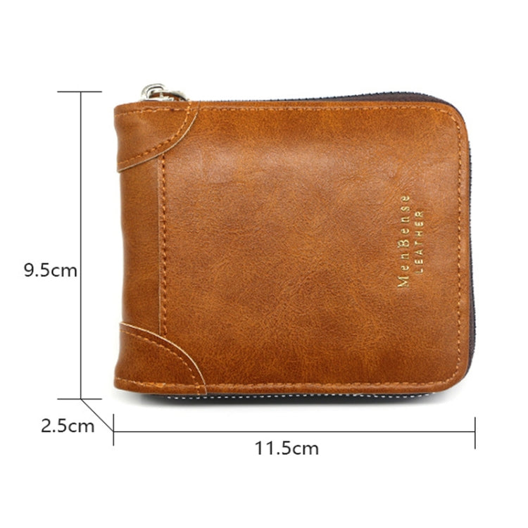 Menbense Casual Fashion ความจุขนาดใหญ่ Multi-Card Retro Zipper Wallet, สีดำ, สีน้ำตาลเข้ม, สีน้ำตาลอ่อน