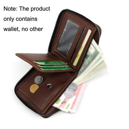 Menbense Casual Fashion ความจุขนาดใหญ่ Multi-Card Retro Zipper Wallet, สีดำ, สีน้ำตาลเข้ม, สีน้ำตาลอ่อน