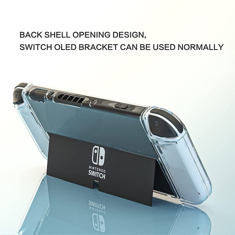 เกมคอนโซล Crystal Shell Remote Sensing Cap ชุดถุงเก็บฟิล์มนิรภัยสำหรับคอนโซล Switch OLED, Storage Bag+Crystal Case+Rocker Capx6+Tempered Film, White Storage Bag 14 In 1(Hand Rope), White Storage Bag 16 In 1