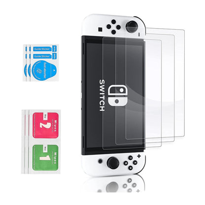 เกมคอนโซล Crystal Shell Remote Sensing Cap ชุดถุงเก็บฟิล์มนิรภัยสำหรับคอนโซล Switch OLED, Storage Bag+Crystal Case+Rocker Capx6+Tempered Film, White Storage Bag 14 In 1(Hand Rope), White Storage Bag 16 In 1