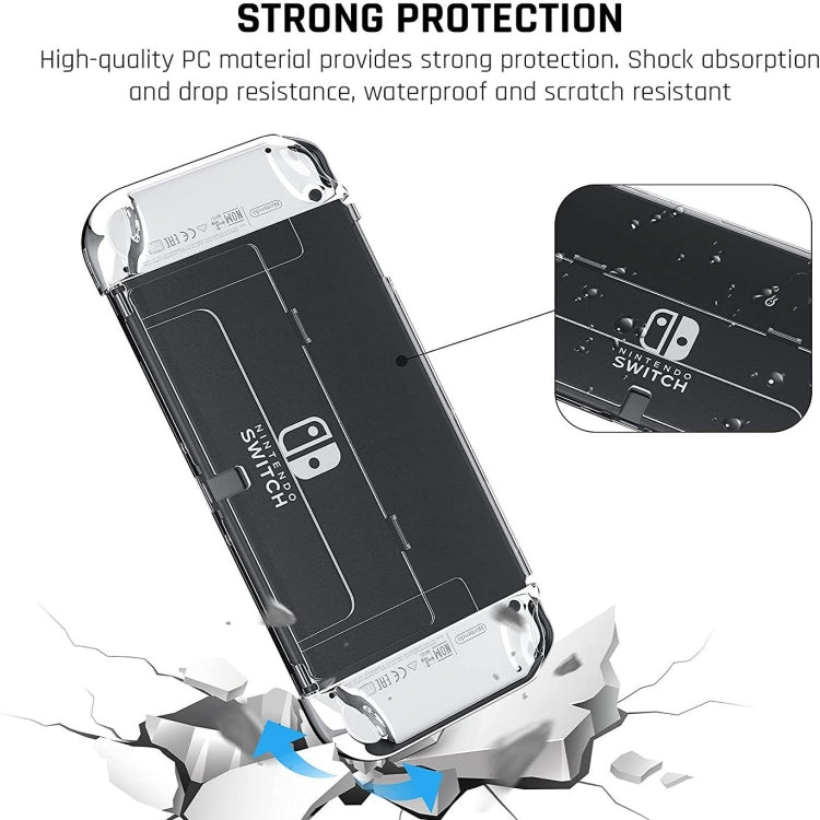 เกมคอนโซล Crystal Shell Remote Sensing Cap ชุดถุงเก็บฟิล์มนิรภัยสำหรับคอนโซล Switch OLED, Storage Bag+Crystal Case+Rocker Capx6+Tempered Film, White Storage Bag 14 In 1(Hand Rope), White Storage Bag 16 In 1